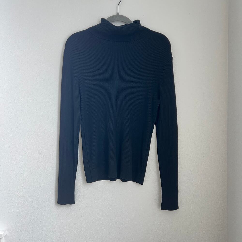 Abercrombie & Fitch Black Ribbed Knit Turtleneck Sweater L Dark Academia Office